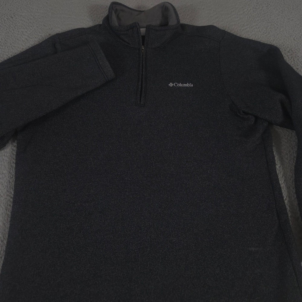 Columbia Pullover Mens Medium Gray Hart Mountain III 1/2 Zip Cotton Blend Knit